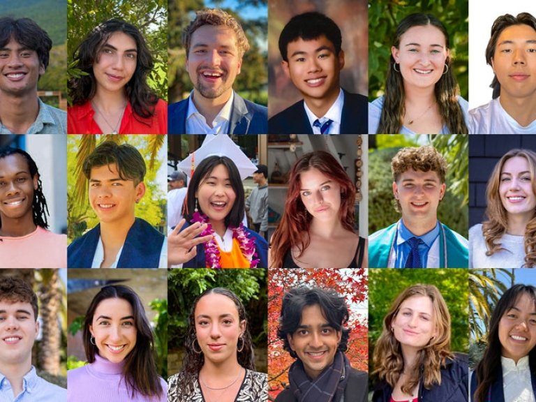 Grid of eighteen headshots of students who received Fulbright awards