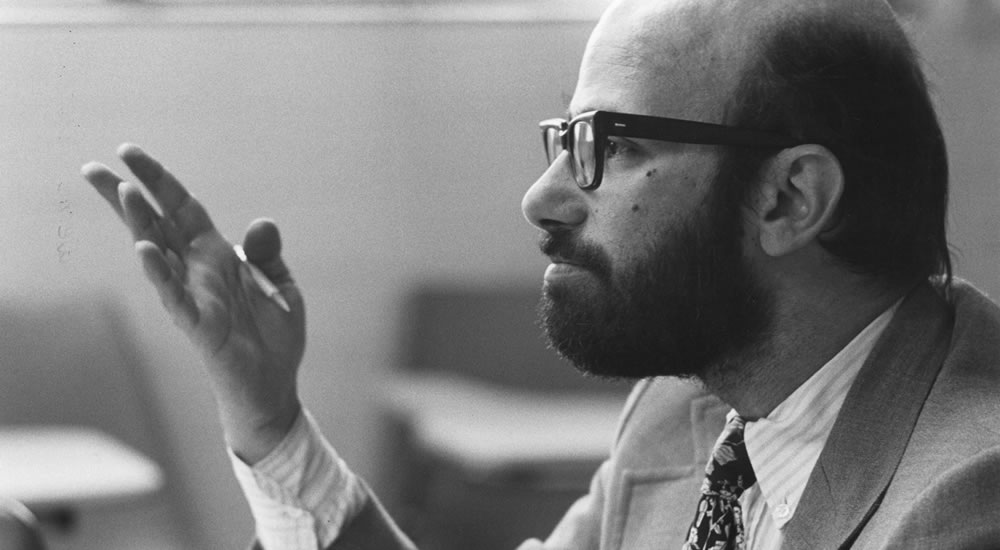 Allen Greenberger, professor of history, in the classroom in 1977.