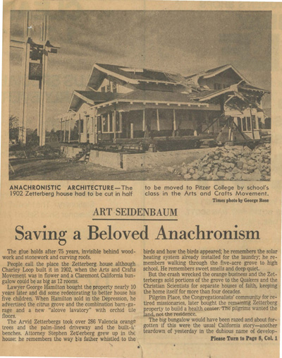 December 26, 1977 article in the Los Angeles Times about the Grove House.