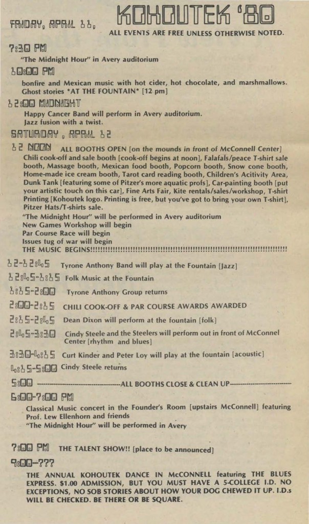 Kohoutek 1980 Music Lineup