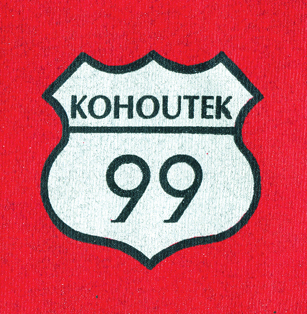 1999 T-shirt designed by Professor of Art Michael Woodcock, a playful rift on Route 66.