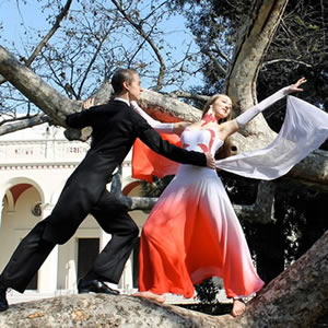 Kevin Jaatinen '13 and his ballroom dance partner Kelsey Frost (Scripps '13).
