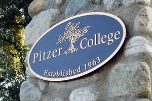 Pitzer College plaque on gate