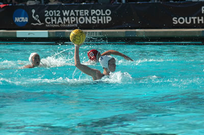 Perri Hopkins about to score a goal against Stanford during the NCAA Water Polo Championship at San Diego State in May. The Sagehens lost the game but scored more goals off top-ranked Stanford than any other team in this year's NCAA Tournament.