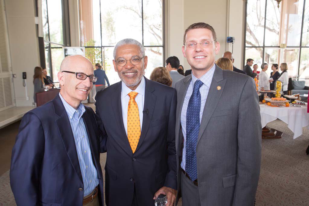 Trustee Donald Gould, President-designate Melvin L. Oliver and Vice President of Student Affairs Brian Carlisle.