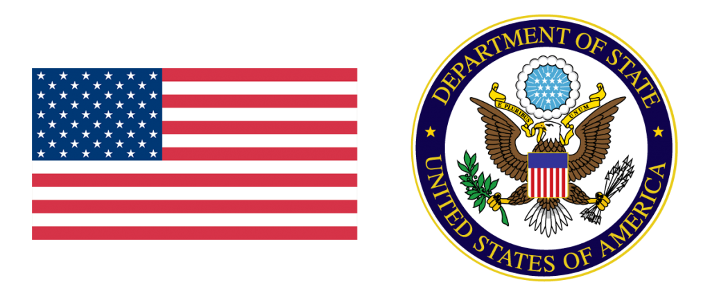 US Flag and United States of America Department of State Seal