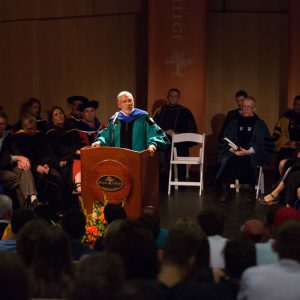 President Melvin L. Oliver speaking at Convocation 2016