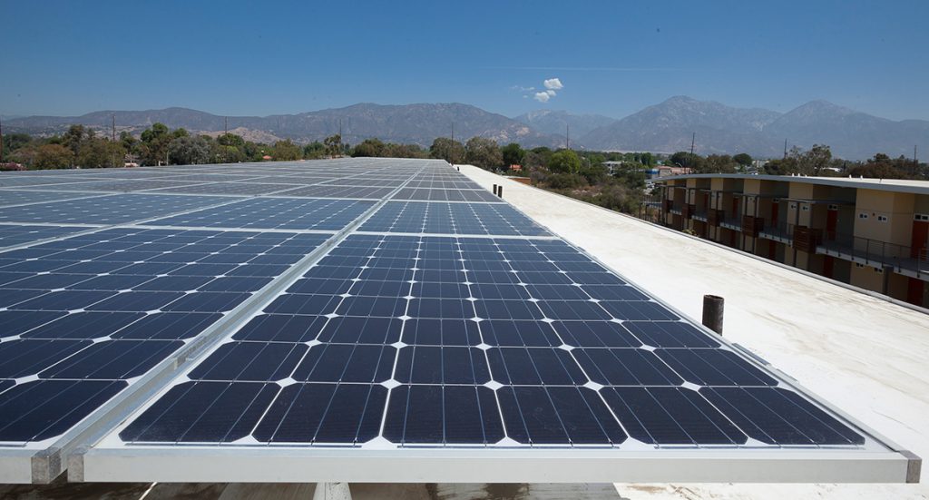 Solar panels on West Hall, Pitzer College