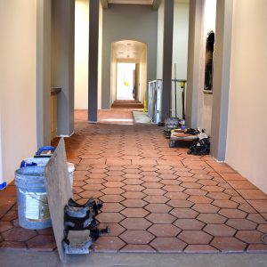Terra cotta tile installation, July 2017.