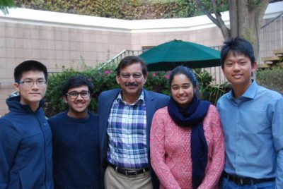 Bohan Gao ’19, Anjaneya Malpani ’18, engineering professor Kash Gokli, Ramita Kondepudi ’18 and Peter Leung PZ ’19