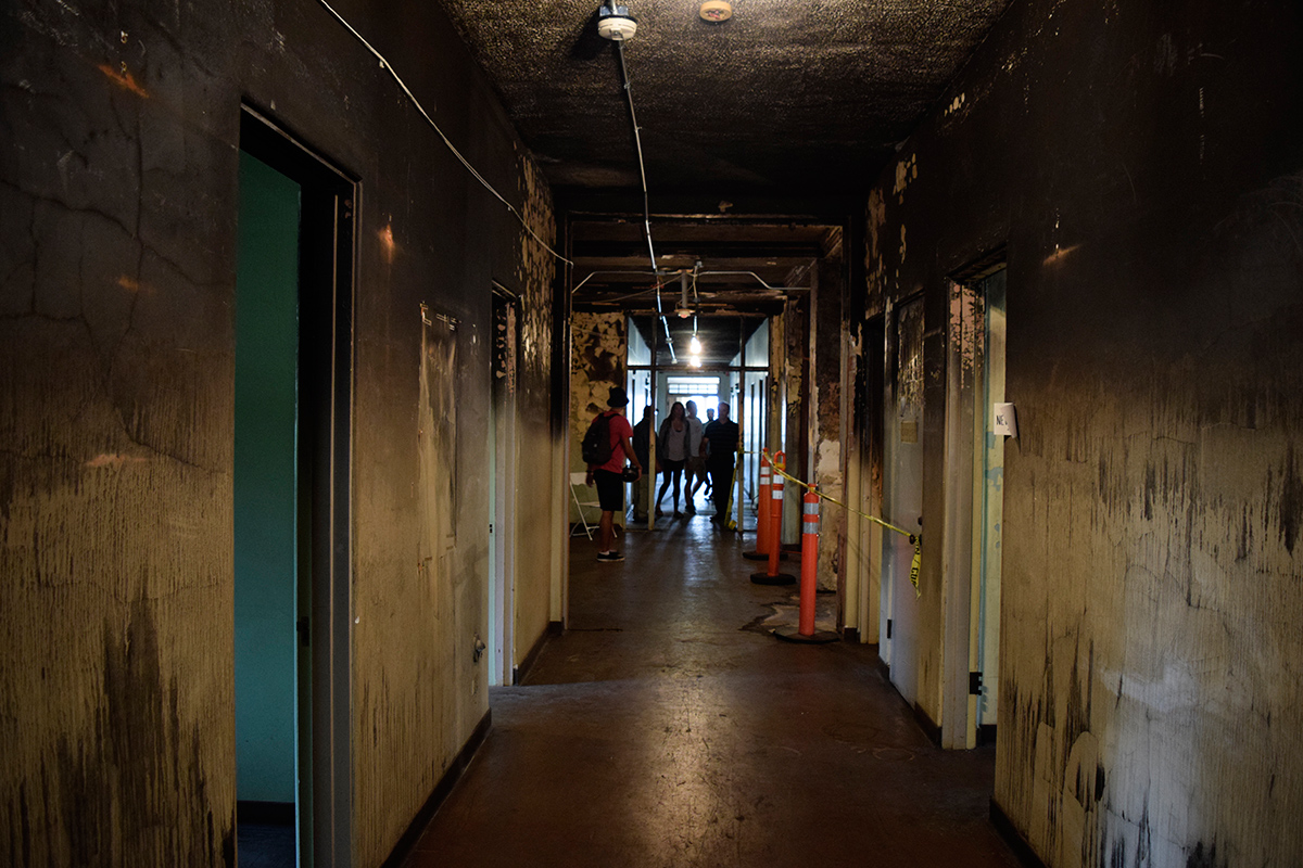 The interior hallway of the building in 2015.