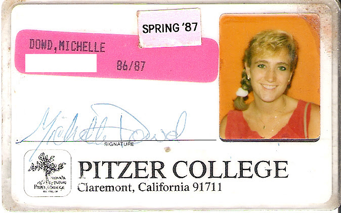 A photo of Michelle Dowd's student identification card for Pitzer College.