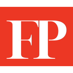 Foreign Policy Magazine logo of FP in white text on a red backdrop.