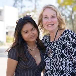 Susan Warren, director and co-founder of Project Think, right, with Scripps College sophomore Keeana Villamar, coordinator of communications and social media and events.