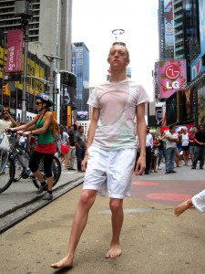 André Baum; SpilLover (2010); Performance, Times Square, NYC; 3 hours