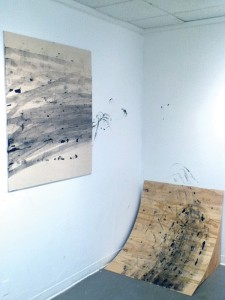Mapping Gesture, 2013; Plywood, hardware, canvas, acrylic paint; Dimensions variable