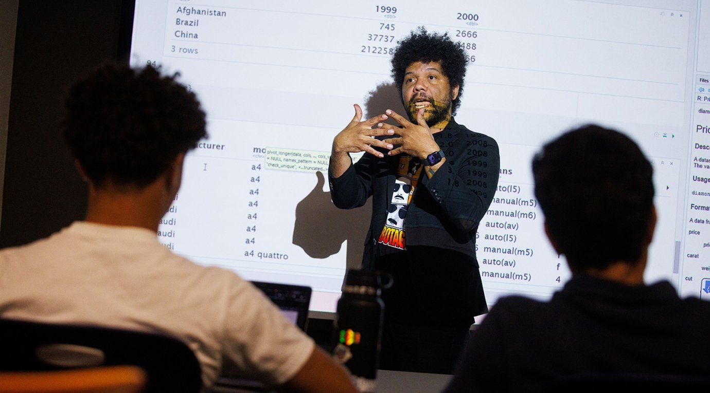 A professor gives a psychology lecture at Pitzer