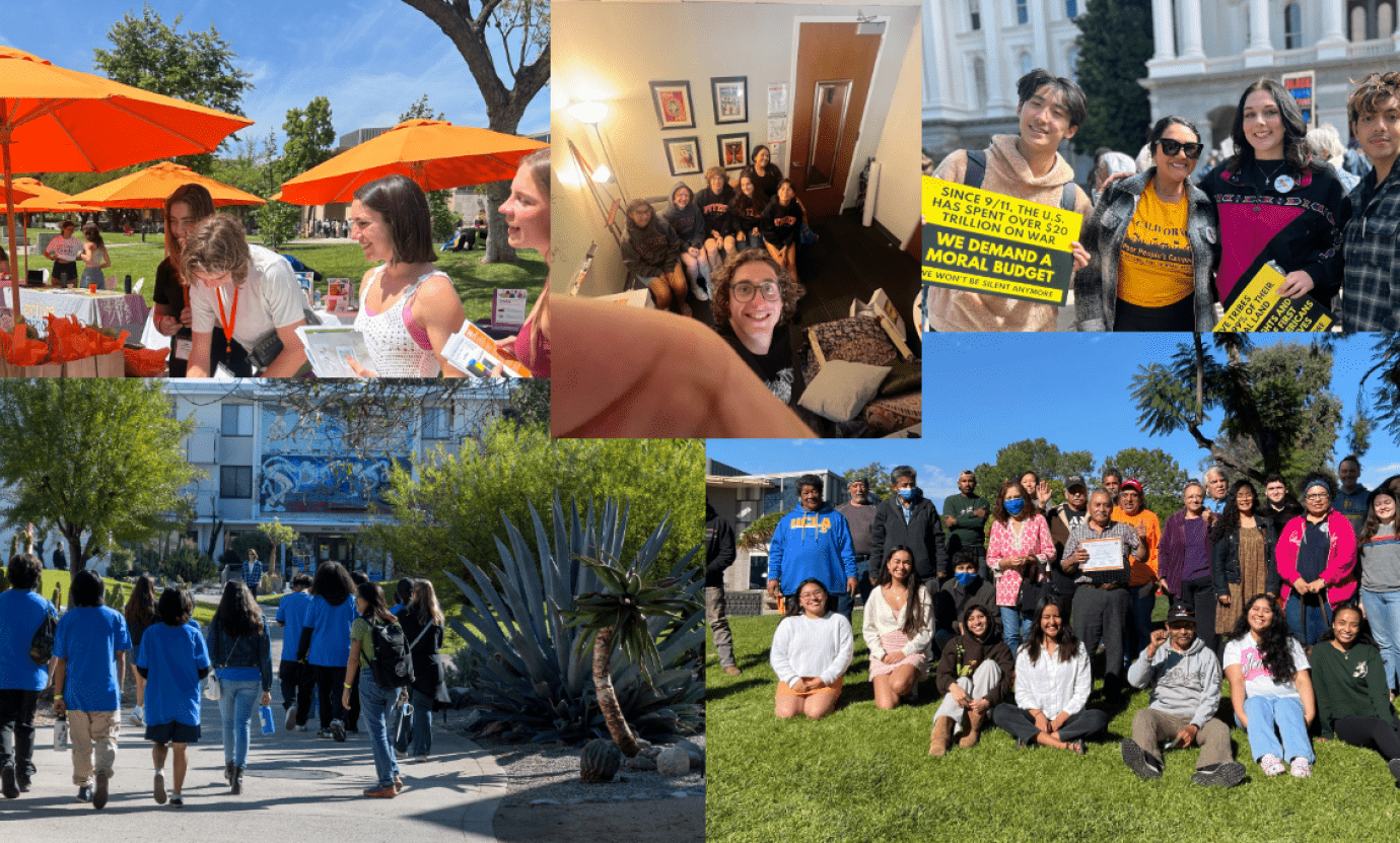 A collage of Pitzer students and community members during pillar and program events