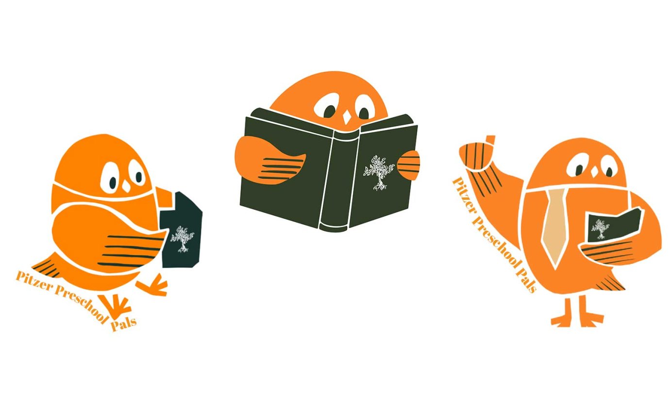 ollie the owl reads a book in three different poses