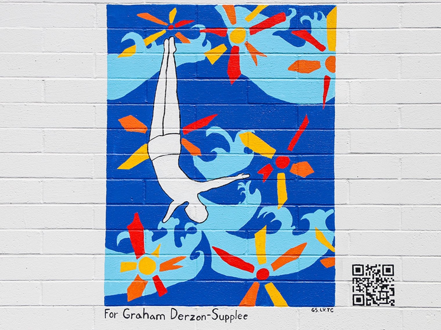 A mural painted in honor of Pitzer alum Graham Derzon-Supplee