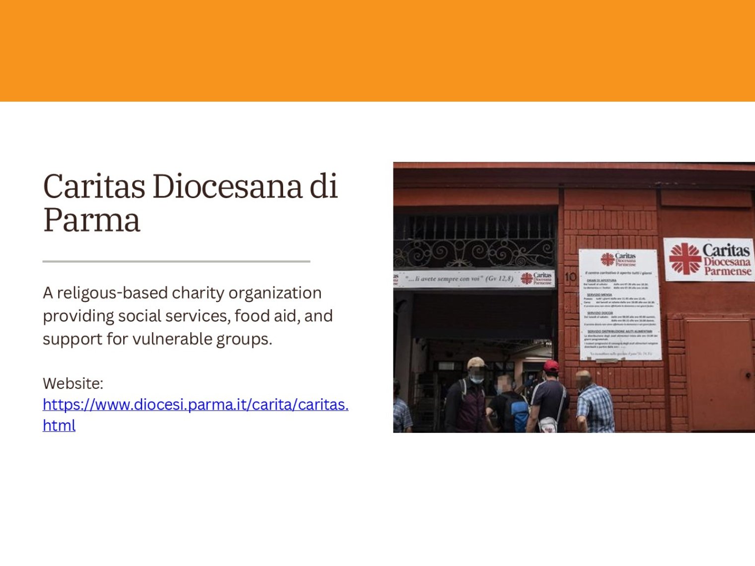 Slide of community partner organization