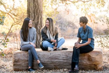 Students outside with professor at the conservancy
