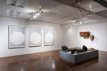 Installation view of Hans Baumann: 5 Distillations (Salton Sea) at Pitzer Art Galleries, January 25 - March 26, 2020. Photo courtesy of Ruben Diaz.