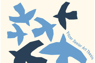 Graphic featuring drawn birds in light and dark blue