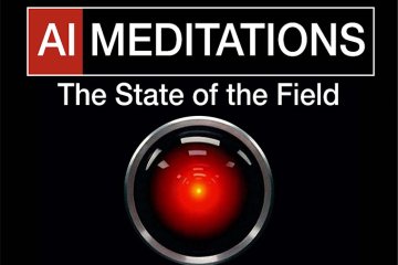 a camera lens with the words :AI Meditations The State of the Field "over it.