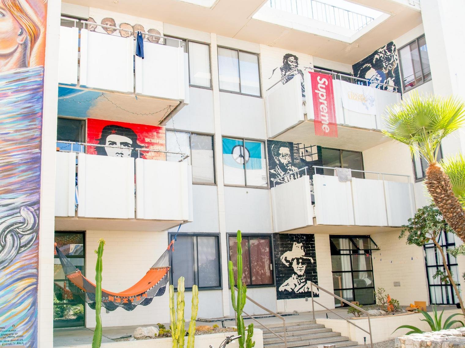 Mead dorm balconies with murals