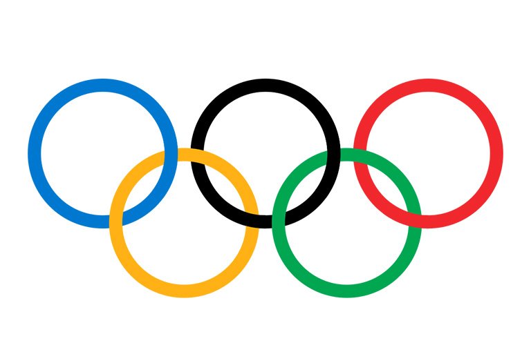 olympic logo of 5 multicolored interlocking rings