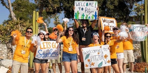 Staff Welcoming students at family weekend