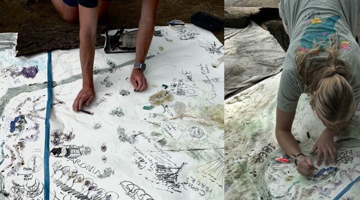 Students drawing at Cedar Creek