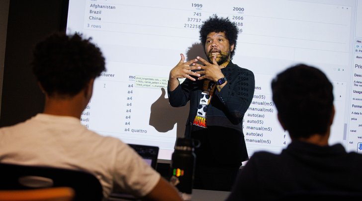 A professor gives a psychology lecture at Pitzer