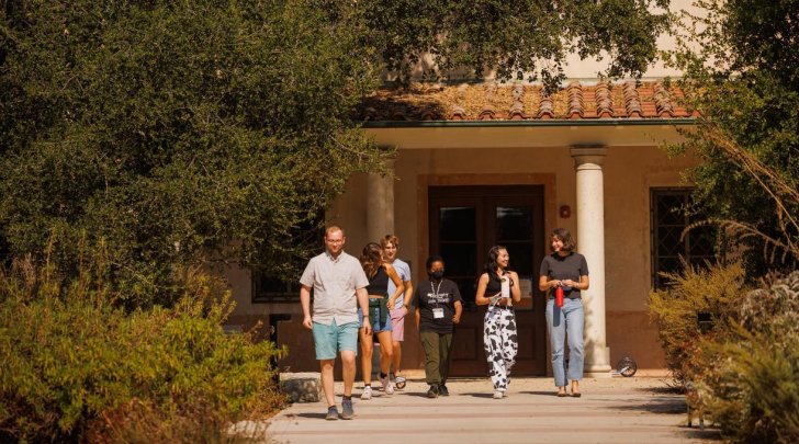 Students walk out of a class in the Robert Redford Conservancy