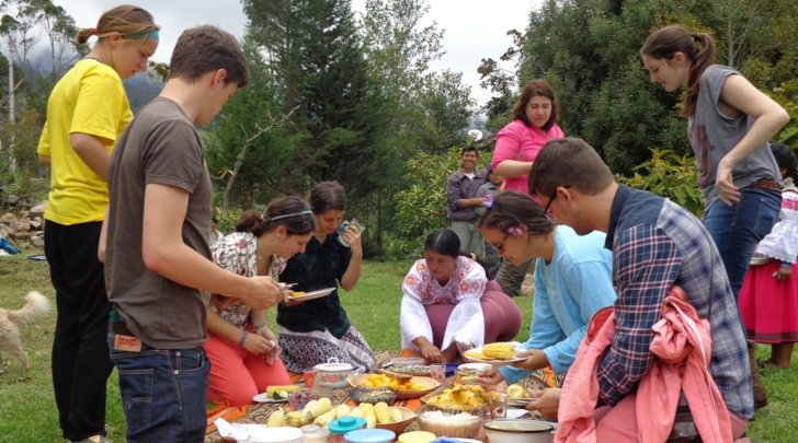 Students having a picnic 
