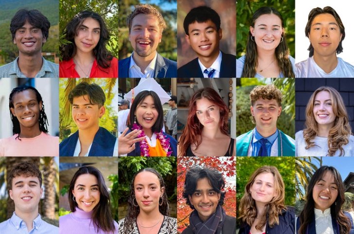 Grid of eighteen headshots of students who received Fulbright awards