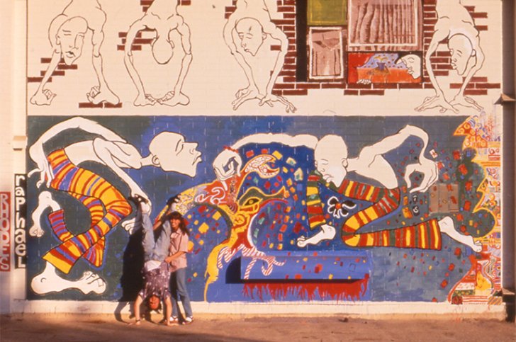 A mural celebrating free expression at the entrance of Mead Hall