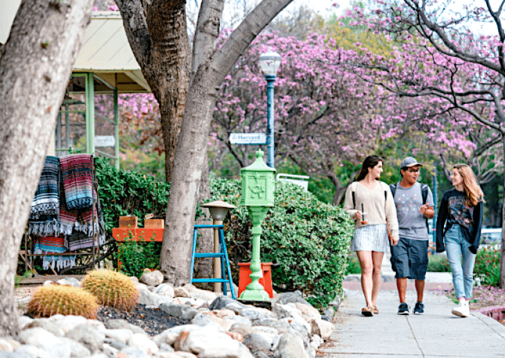 Students walking in downtown Claremont