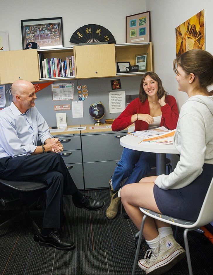 career center staff advise a student