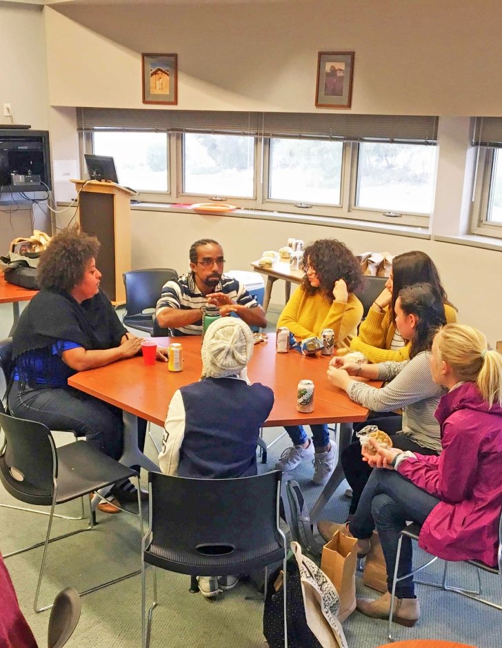 students practice speaking portuguese together at the fletcher jones language lab.