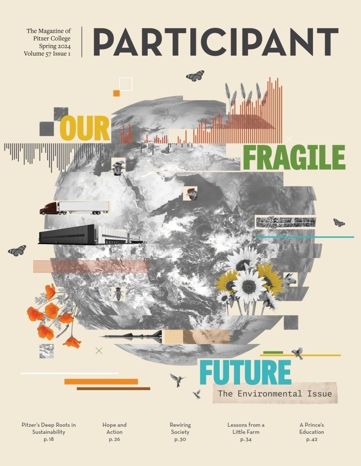 cover of the spring 2024 participant showing a collage of the earth with plants and animals surrounding it
