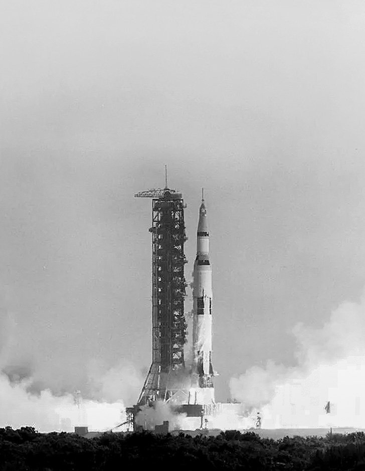 archival still of a rocket launching at NASA