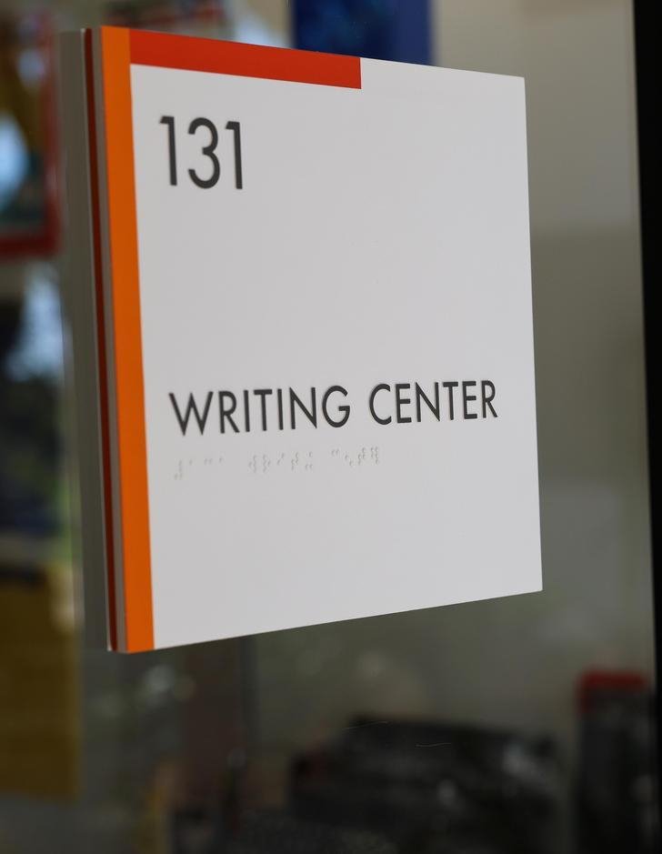 writing center door sign
