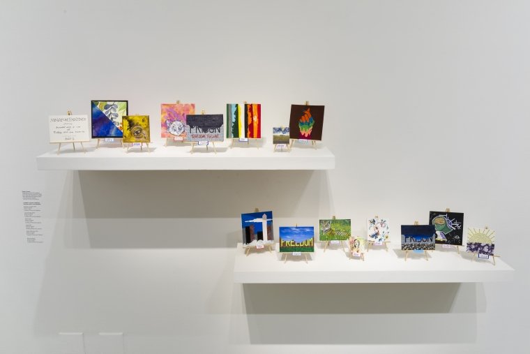 Installation view of Disruption! Art and the Prison Industrial Complex at Pitzer College Art Galleries, September 14 - December 6, 2019. Photograph courtesy of Ruben Diaz.