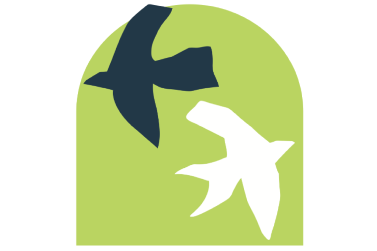 drawing of two birds flying in opposite directions