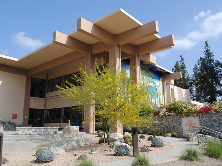 An outside view of the west side of McConnell surrounded by a desert landscape