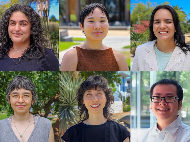 Grid of six faculty headshots