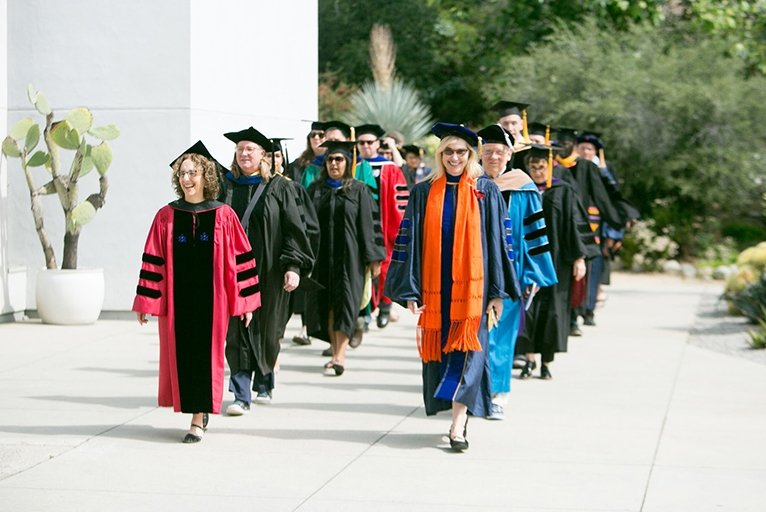 A photo of a faculty procession during Commencement