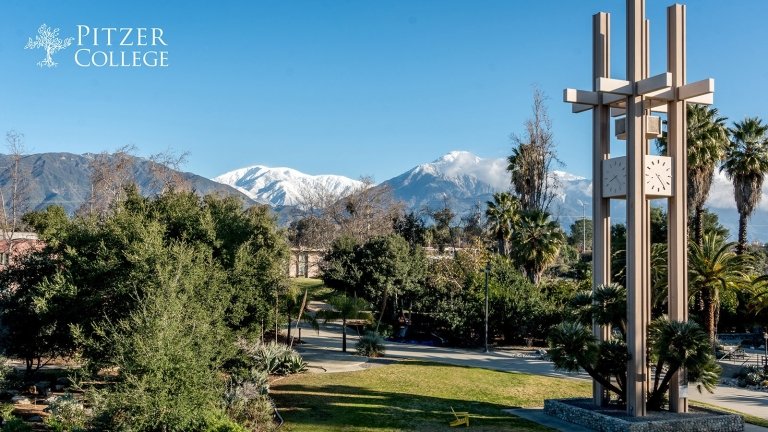 Virtual Background of Clock Tower and Snowy Mountains